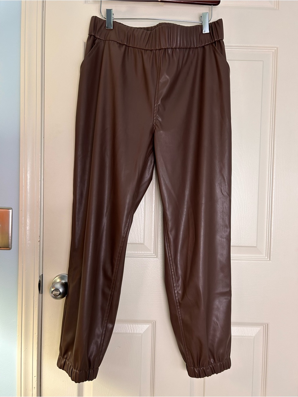 LOGO by Lori Goldstein Brown Faux Leather Jogger Sz 12P NWOT